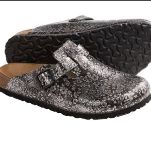 BIRKENSTOCK Papillio By Metallic Floral Mules Slides Slip On Clogs Size 38